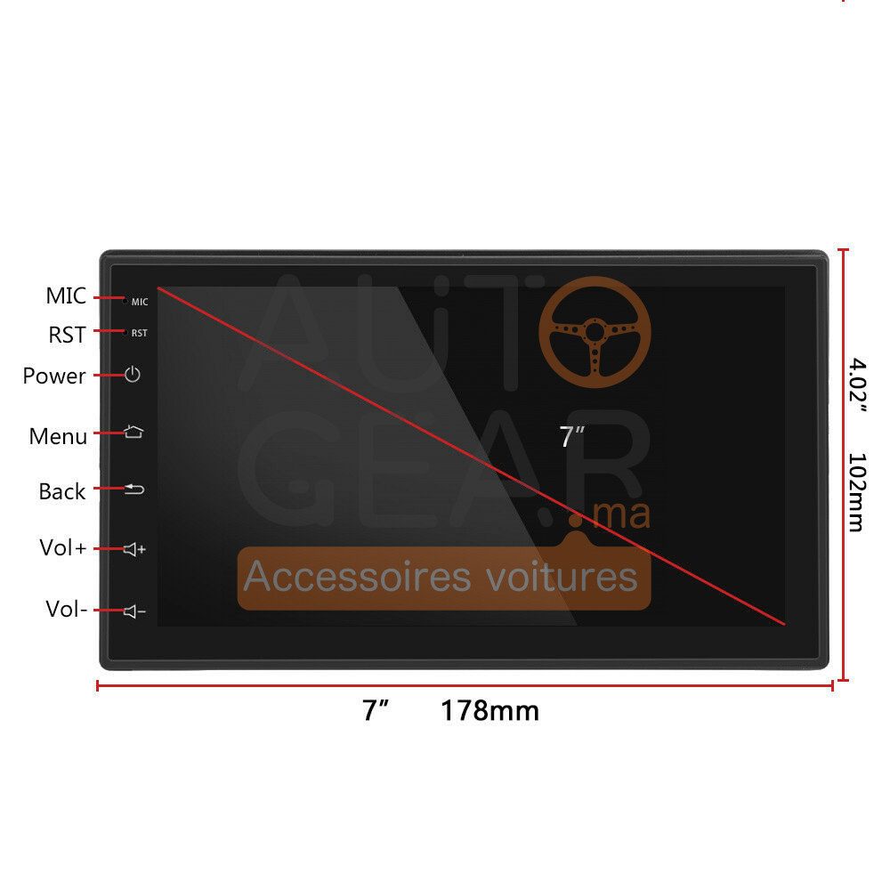 Autoradio Android tactile 2Din 7 Pouces