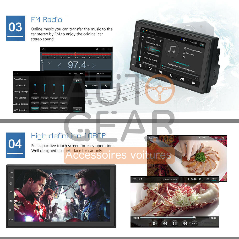 Autoradio Android tactile 2Din 7 Pouces