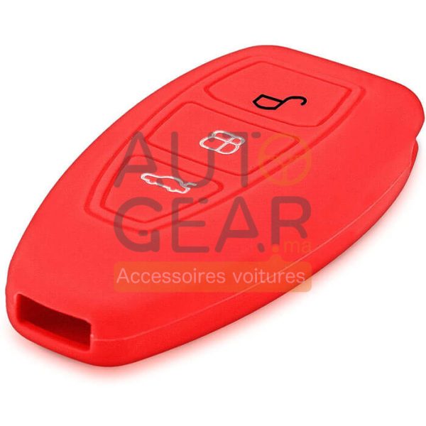 Coque Cover clé silicon voiture Ford Keyless Go 3-Boutons rouge