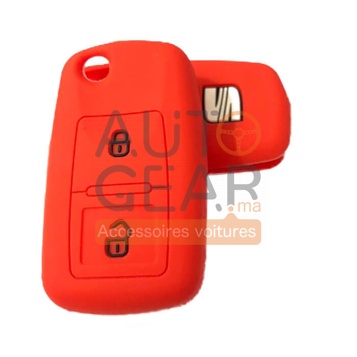 Coque Cover clé silicon voiture Seat 2 boutons rouge