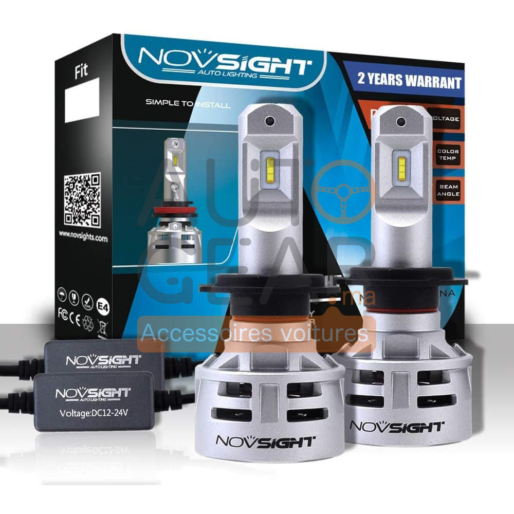 Novsight 60W 10000LM H7 LED Phare de voiture Ampoule Headlight lampe 6500K  Blanc Maroc à prix pas cher | Autogear