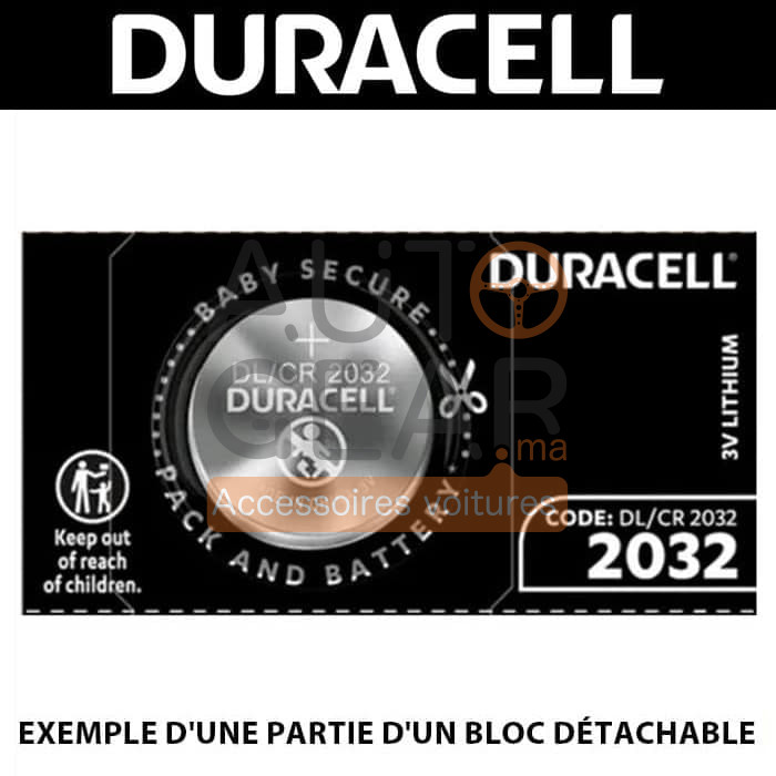 DL2032  Duracell Pile-bouton, Lithium, CR2032, 3V, 230mAh, Lot de