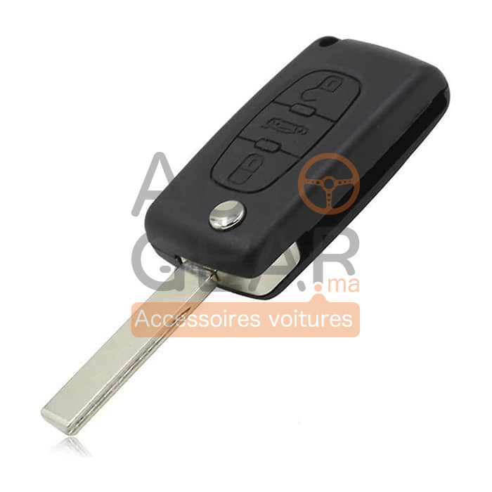 Accessoire clé de Voiture Compatible avec Peugeot Citroen Clef de Voiture  2-Bouton（Noir）- Coque en