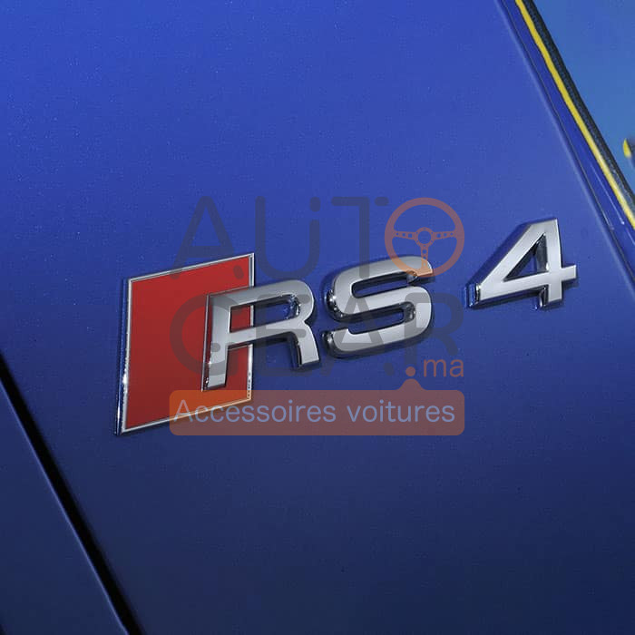 Logo de coffre Audi RS4 noir, chrome