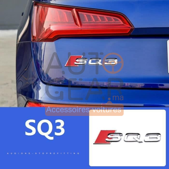Logo de coffre Audi SQ3 noir, chrome