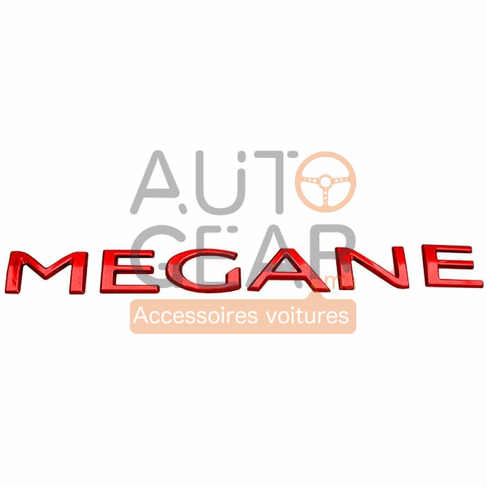 Renault Megane Logo emblème en lettres chrome et noir, rouge